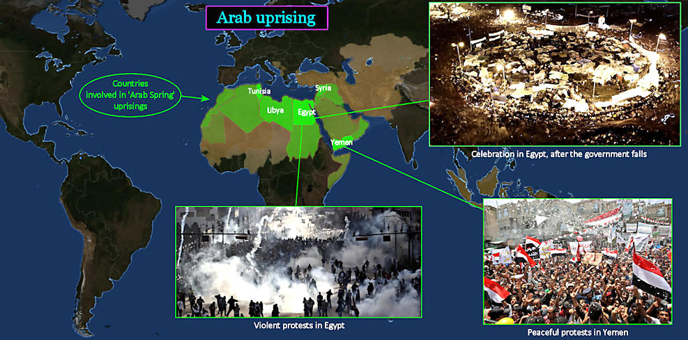 Arab Spring, Egypt, 2010s map